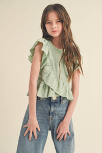 GIRLS ASYMMETRICAL SLEEVELESS TOP