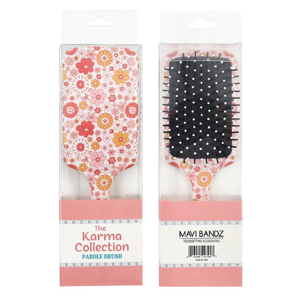 Karma Collection Fun Pattern Paddle Hair Brush Smiley Floral