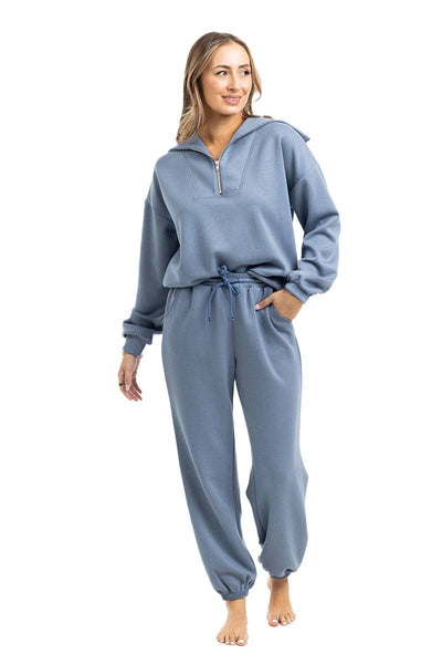 Steel Blue Matching Pants Two-Piece Set Wholesale: Steel Blue