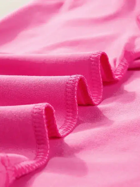 Colorblock Star Patched Half Sleeve Oversized Tee pink