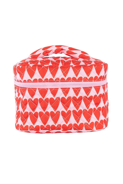 Girly Red Hearts Cosmetic Bag: Light Pink