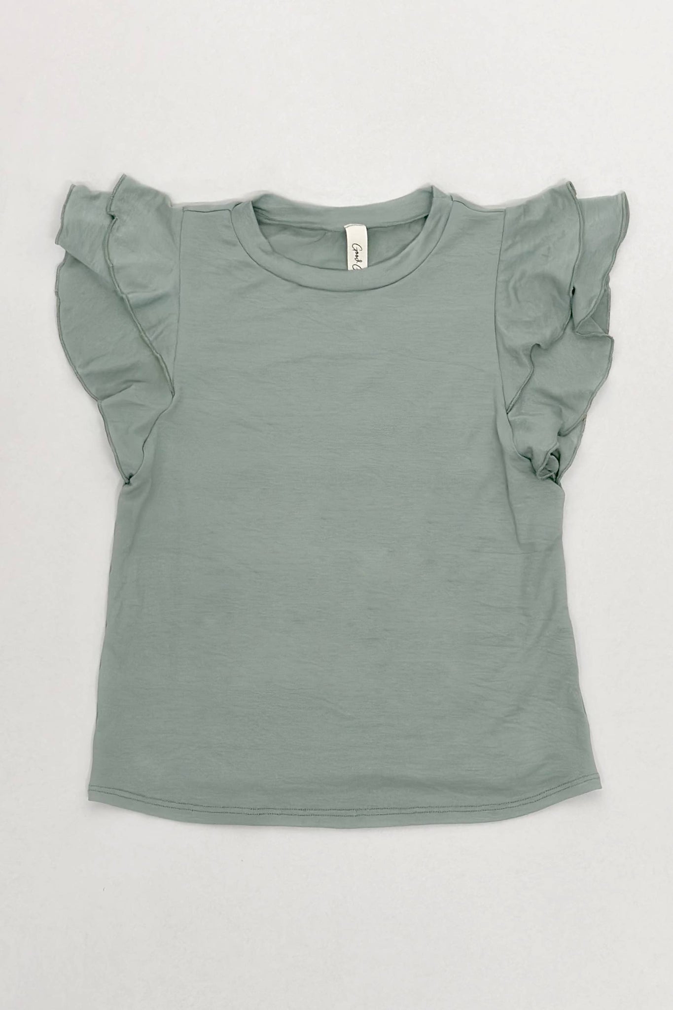 Solid Modal Flutter Sleeve Top: Sage