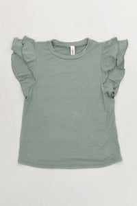 Solid Modal Flutter Sleeve Top: Sage