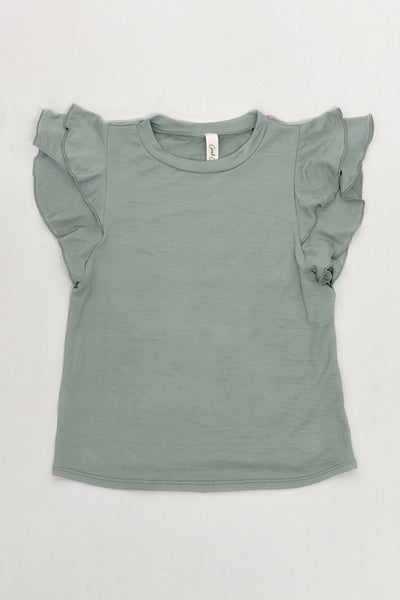 Solid Modal Flutter Sleeve Top: Sage