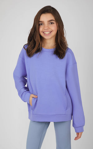 Girls Soft Scuba Zuri Crew Neck Everyday Sweatshirt: Persian Jewel