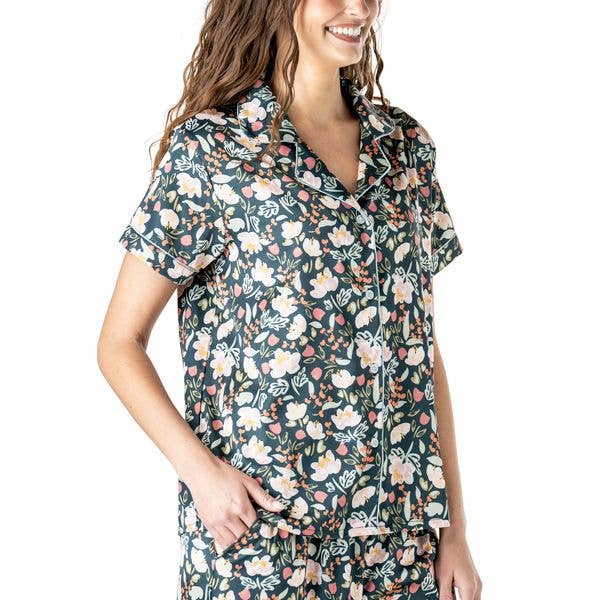 Hello Mello Bow So Lovely Satin Pajama Top Open Stock: Bow So Lovely