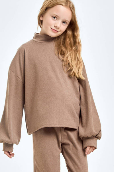 Corduroy Brush Mock Neck Sweater: Masala Pink