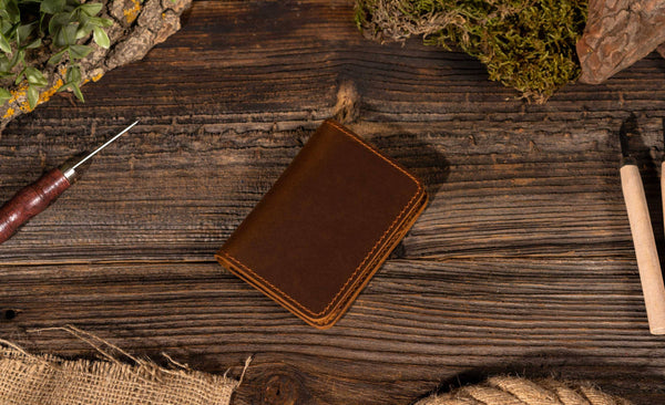 Genuine Leather Wallet, Handmade Wallet: Brown