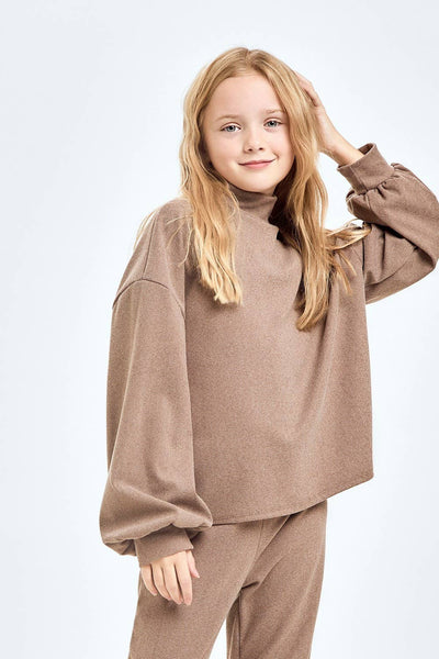 Corduroy Brush Mock Neck Sweater: Masala Pink