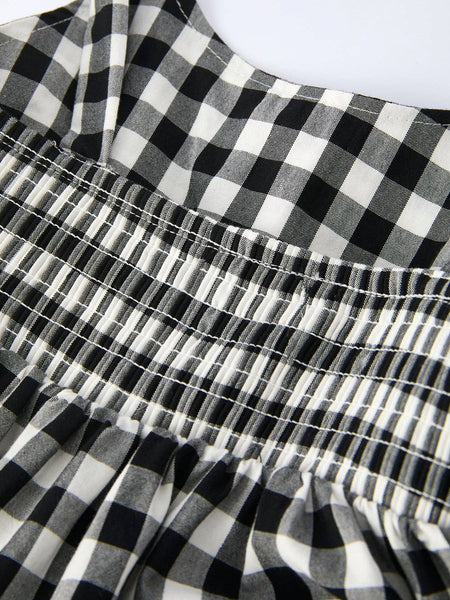 Mommy & Me Plaid Girl Smocked Ruffle Dress: