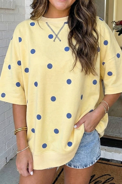 LAS Polka Dot Oversize Blouse Yellow