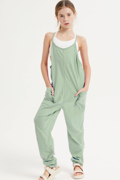 Drop Crotch Sleeveless Jumpsuit: Black