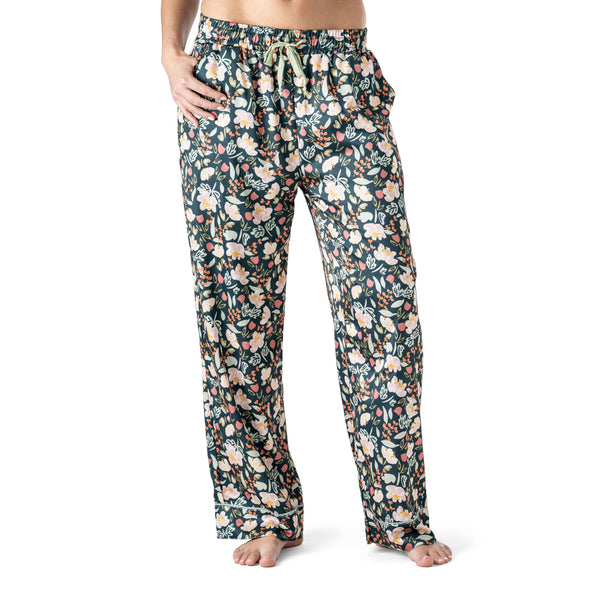 Hello Mello Bow So Lovely Satin Pajama Pant Open Stock: Bow So Lovely