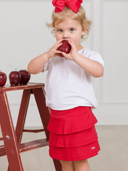 Girls Red Tiered Active Skort: Red