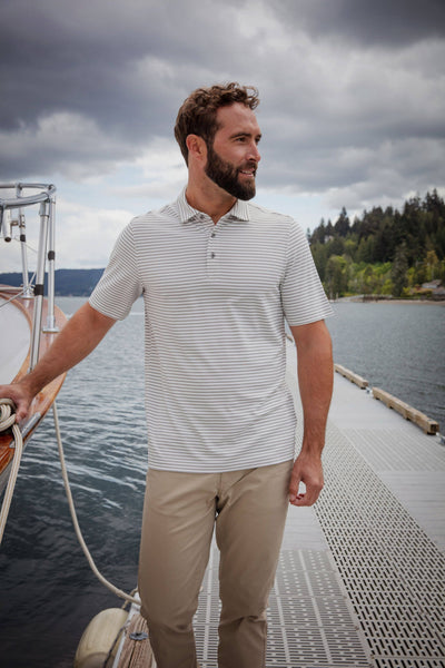 Cutter & Buck Virtue Eco Pique Stripe Recycled Men's Polo: Chutney