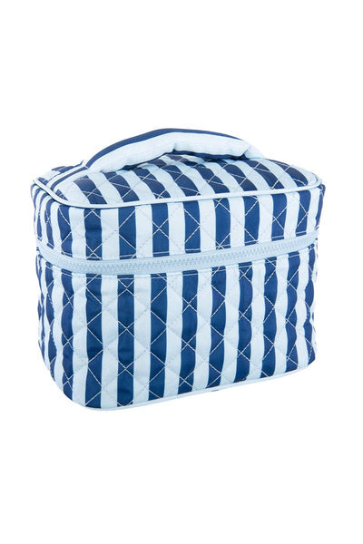 Light Blue and Navy Striped Wholesale Makeup Bag: Light Blue & Navy