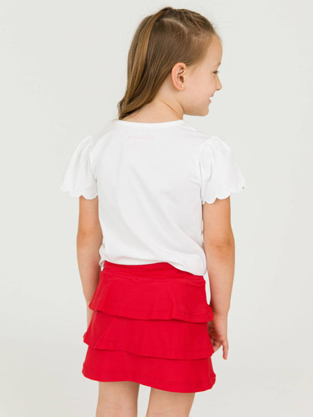 Girls Red Tiered Active Skort: Red