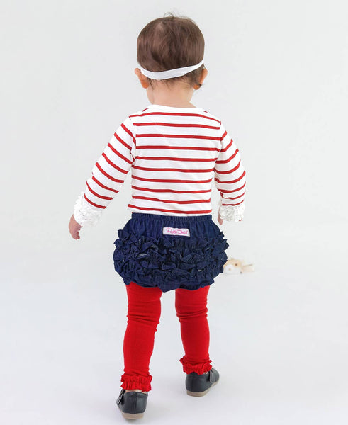 Girls Red Footless Ruffle Tights: Red