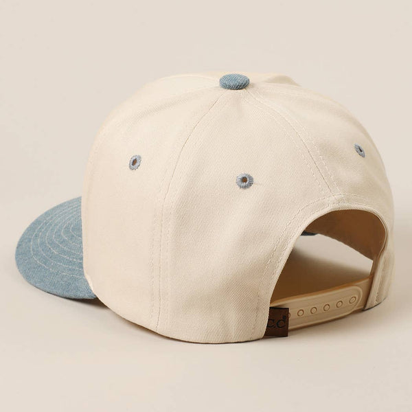MAMA Ribbon Embroidered Two-Tone Trucker Hat: Black