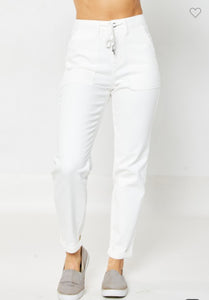 Judy blue high waist joggers- white