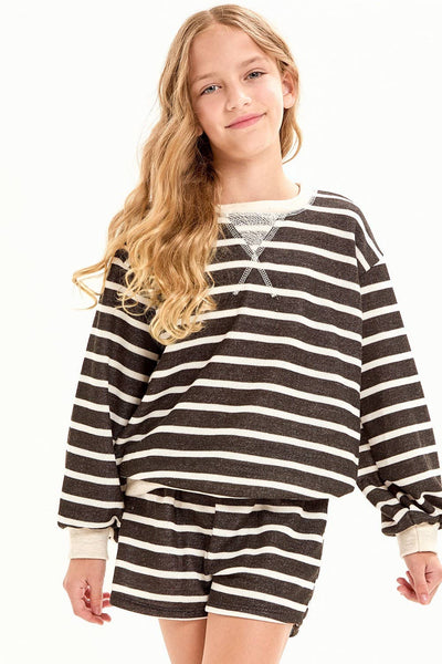 Stripe French Terry Sweatshirt: Off White