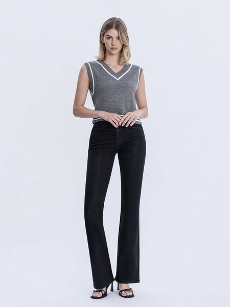 HIGH RISE FULL LENGTH COATED BOOTCUT JEANS F6314BK: Black