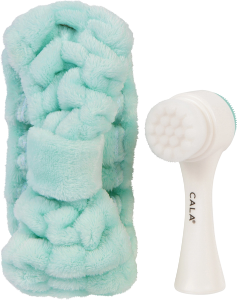 CALA Goal to Glow Dual Action Facial Brush & Headband Set: Mint