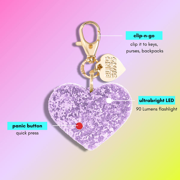 Safety Alarm | Lavender Glitter Heart