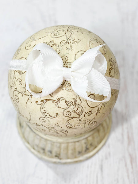 Classic Scalloped Bow - Headband - 4.5": Hot Pink