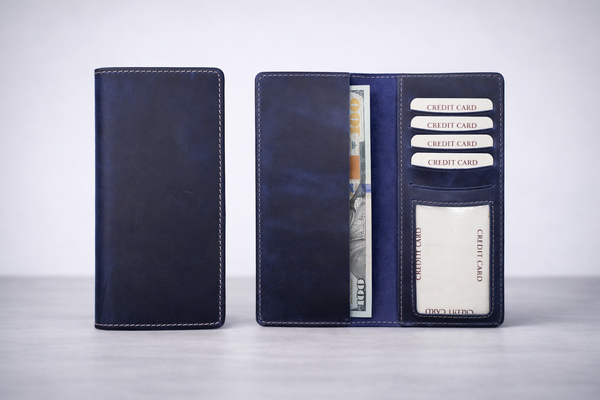 Genuine Leather Long Wallet Long Leather Bifold Wallet: Light Brown