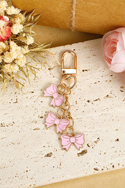 LDC Bow Knot Shape Charms Plated Alloy Keychain: Pink / ONE SIZE