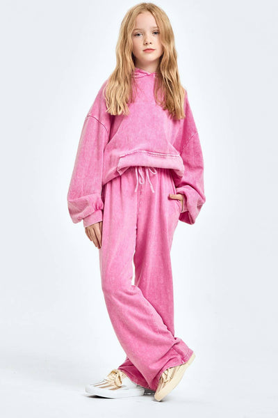 Mineral wash wide leg sweatpants: Pink