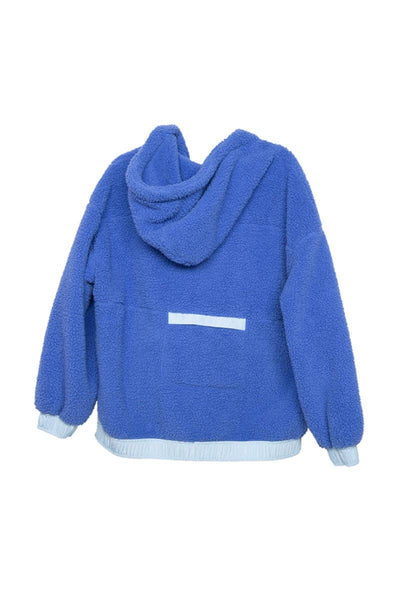 Blue Two-Toned Sherpa Fleece Wholesale Pullover: Blue