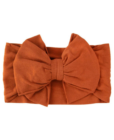 Girls Rust Big Bow Headband: Orange / One Size