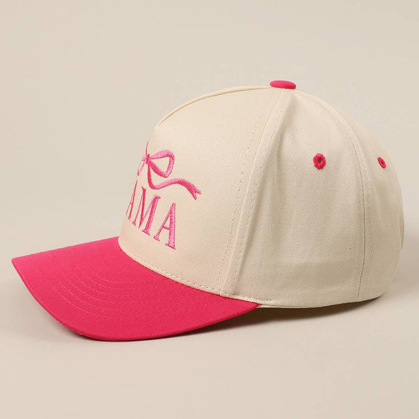 MAMA Ribbon Embroidered Two-Tone Trucker Hat: Black