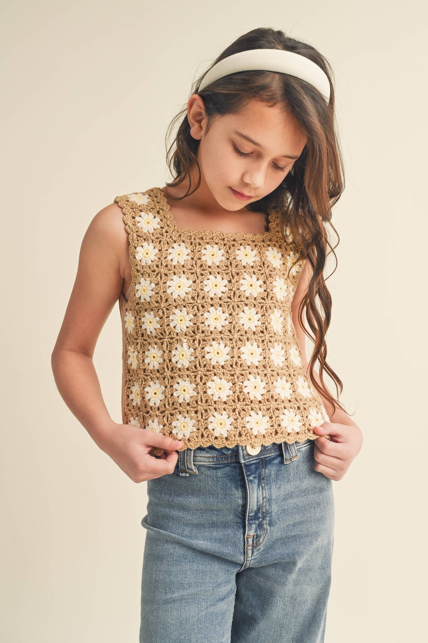 GIRLS SLEEVELESS CROCHET TOP