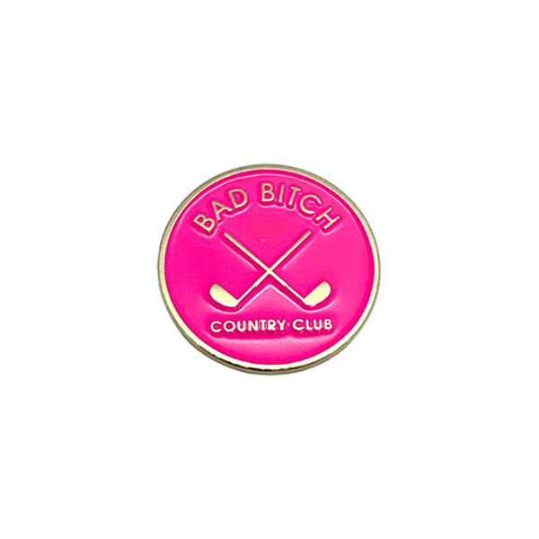 Bad Bitch Country Club Women's Golf Ball Marker with Hat Clip: Pink and Gold