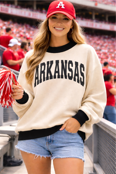 ARKANSAS polka dot reversible mockneck: