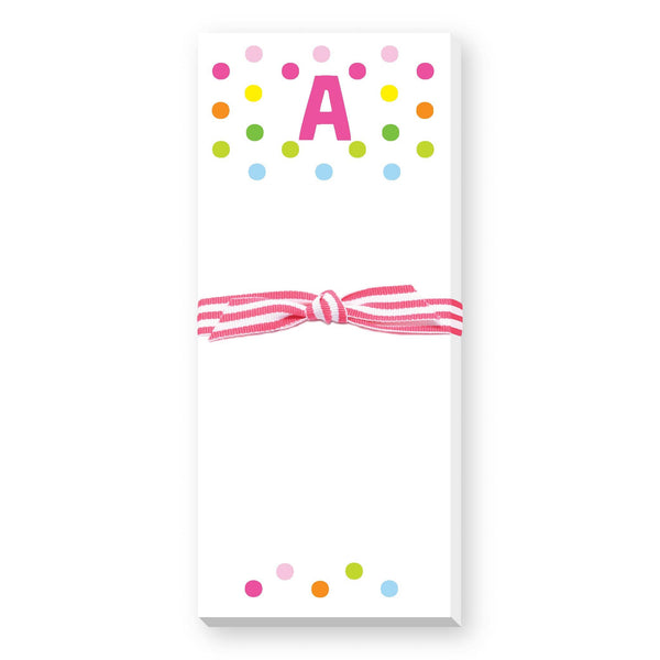 Confetti Initial Skinnie Notepad: PINK / B