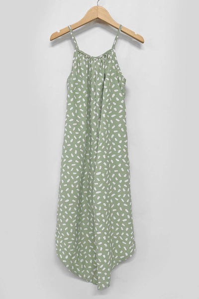 Asymmetrical Hem Animal Pattern Jumpsuit /Overall: Lavender