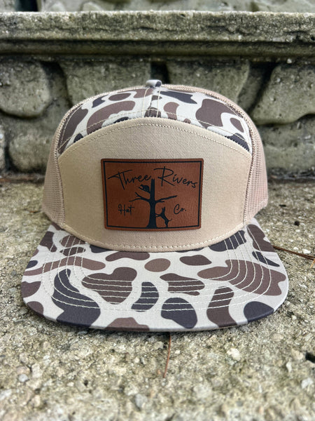 Coon Dog - “Old’s Cool” Camo Flatbill Snapback - Lost Hat Co. 7 panel: Old’s Cool Slough