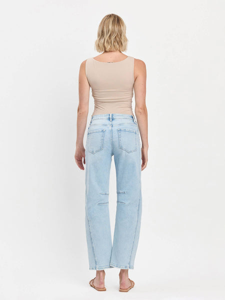 HIGH RISE LIGHT WASH BARREL LEG JEANS F5768LT: NORTHERN LIGHTS