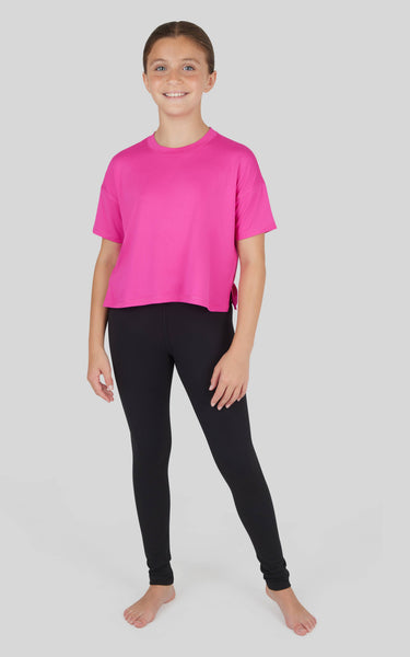 Girls Super Soft T Shirt, Leggings, Flare - 3 PCS SET: HTR.GREY/ROSE VIOLET/BLACK