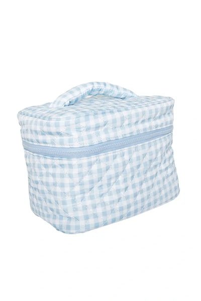 Light Blue Plaid Make Up Bag: Light Blue
