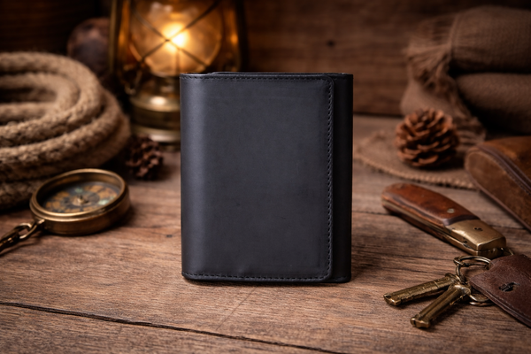 Leather Wallet for Men Handcrafted Distressed Trifold Wallet: Rustic Brown