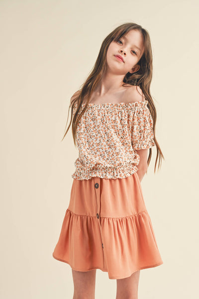 GIRLS PEASANT TOP TIERED SKIRT SET