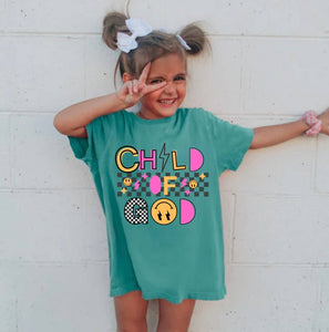 Youth Kids Child Of God Smiley Retro Graphic Tee: