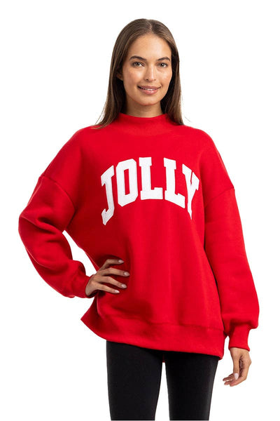 JOLLY Wholesale Women's Mockneck Top: Red