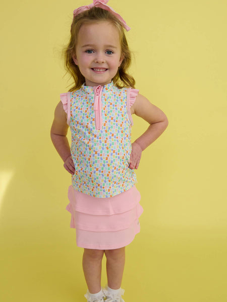 Girls Pink Tiered Active Skort: Pink