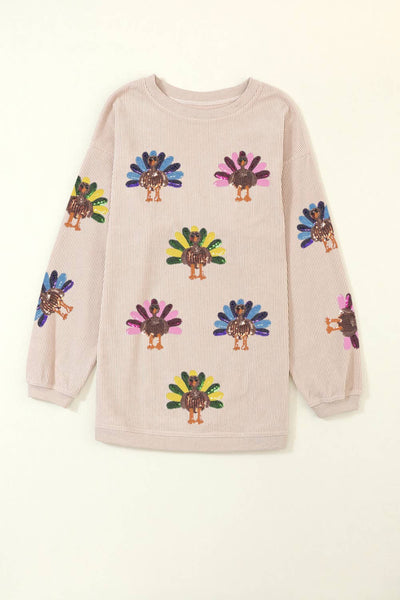 LDC Turkey Graphic Corded Baggy Sweatshirt: Smoke Gray